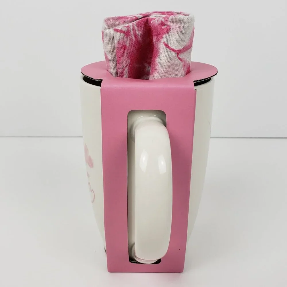 ELUM Pink & White Full Bloom Tea Towel & Mug Set, Spring Hostess Gift Floral NWT - Picture 3 of 6